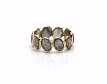 Labradorite Stackable Ring Band in 18K Yellow Gold