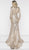 Marsoni by Colors - M240 Illusion Razor-Cut Sequined Sheath Gown in Pink and Gold