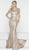Marsoni by Colors - M240 Illusion Razor-Cut Sequined Sheath Gown in Pink and Gold