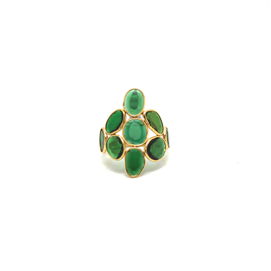 Chrome Diopside Mosaico Ring In 18K Yellow Gold