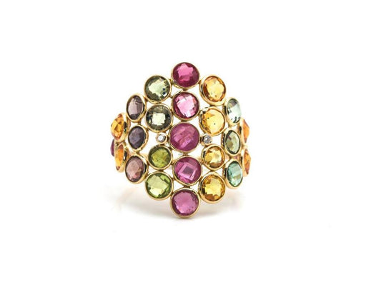 Multicolor Tourmaline Ring In 18K Yellow Gold