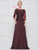 Marsoni By Colors - M254 Embroidered Lace Sheer Sleeves Chiffon Gown In Red