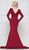 Marsoni by Colors - Long Sleeve V-neck Satin Trumpet Dress M257 In Red