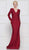 Marsoni by Colors - Long Sleeve V-neck Satin Trumpet Dress M257 In Red