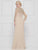 Marsoni By Colors - M261 Sheer Long Sleeves Embroidered Chiffon Gown In Neutral