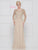 Marsoni By Colors - M261 Sheer Long Sleeves Embroidered Chiffon Gown In Neutral