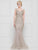 Marsoni By Colors - M262 Bead-Embroidered Trumpet Long Gown In Gray and Neutral