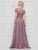 Marsoni By Colors - M274 Short Sleeve Embroidered Illusion Jewel Gown In Pink