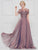 Marsoni By Colors - M274 Short Sleeve Embroidered Illusion Jewel Gown In Pink