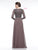Marsoni By Colors - M277 Lace Embellished Long Sleeve Chiffon Gown In Brown