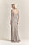 Park 108 - M301 Geometric Crystal Beaded Long Sleeve Sheath Dress in Silver