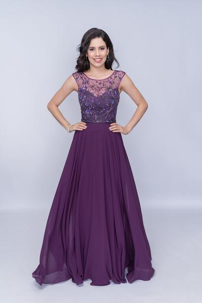 Nina Canacci - M505 Bead Embellished A-Line Evening Gown In Purple