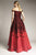 Park 108 - M315 Floral Embroidered Pleated Ballgown In Red and Black