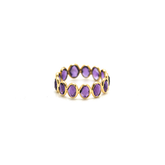 Amethyst Stackable Ring Band in 18K Yellow Gold