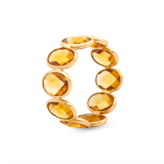 Tresor Collection - Gemstone Eternity Oval Faceted Ring Band in 18K Yellow Gold