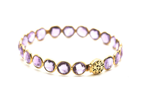 Amethyst Bangle Bracelet in 18k Yellow Gold
