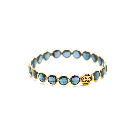 London Blue Topaz Bangle Bracelet in 18k Yellow Gold