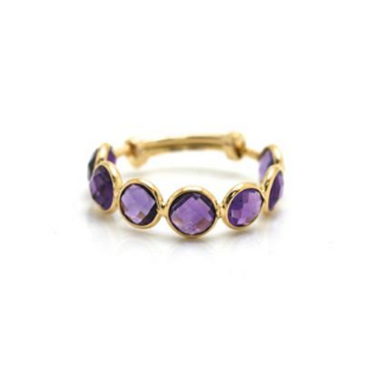 Tresor Collection - Gemstone Stackable Round Faceted Ring in 18k Yellow Gold