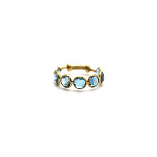 Blue Topaz Stackable Ring Bands With Adjustable Shank In 18K Yellow Gold