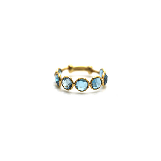 London Blue Topaz Stackable Ring Band in 18k Yellow Gold