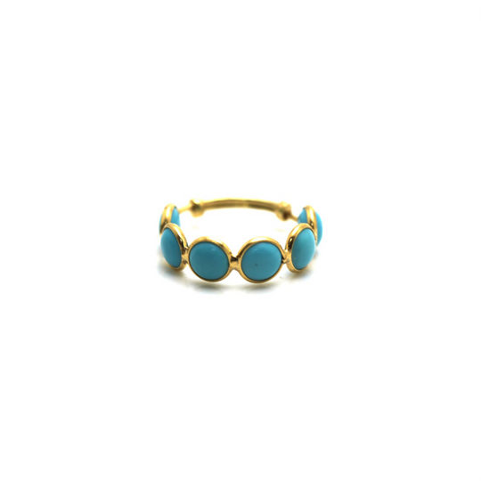 Turquoise Stackable Ring Bands With Adjustable Shank In 18K Yellow Gold