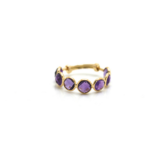 Amethyst Stackable Ring Bands With Adjustable Shank In 18K Yellow Gold