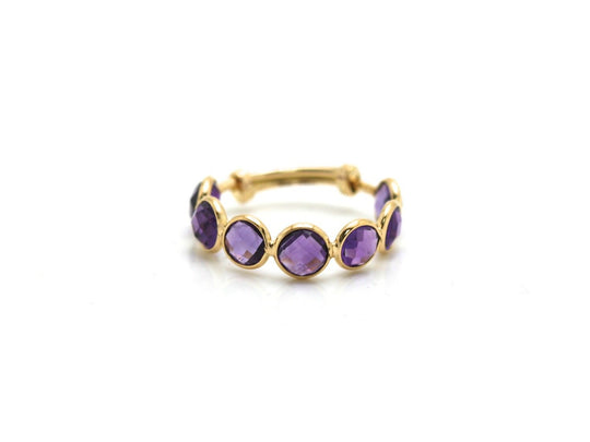 Amethsyt Gemstone Ring Band in 18k Yellow Gold