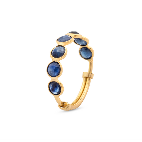 Tresor Collection - Gemstone Stackable Faceted Round Ring In 18K Yellow Gold Blue Sapphire