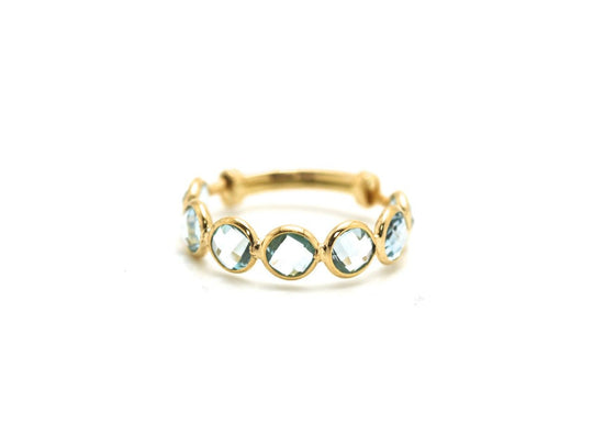 Sky Blue Topaz Gemstone Ring Band in 18k Yellow Gold