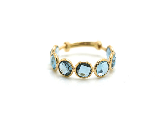London Blue Topaz Stackable Ring Bands With Adjustable Shank In 18K Yellow Gold