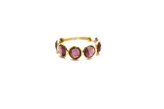 Rhodolite Stackable Ring Bands With Adjustable Shank In 18K Yellow Gold