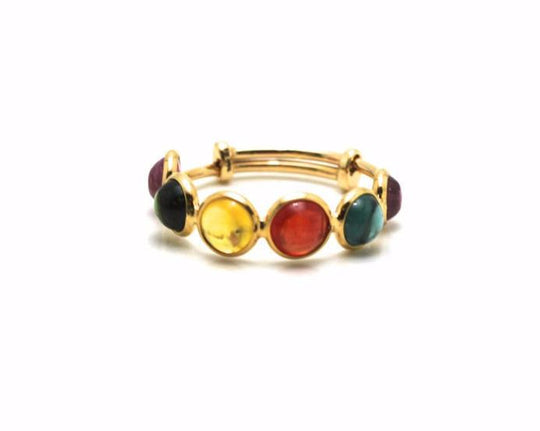 Multicolor Tourmaline Gemstone Stackable Ring Bands in 18K Yellow Gold