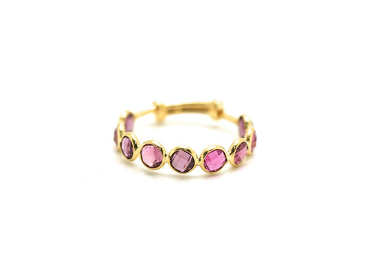Pink Tourmaline Stackable Ring Band in 18k Yellow Gold
