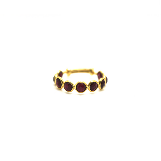 Ruby Stackable Ring Bands With Adjustable Shank in 18K Yellow Gold