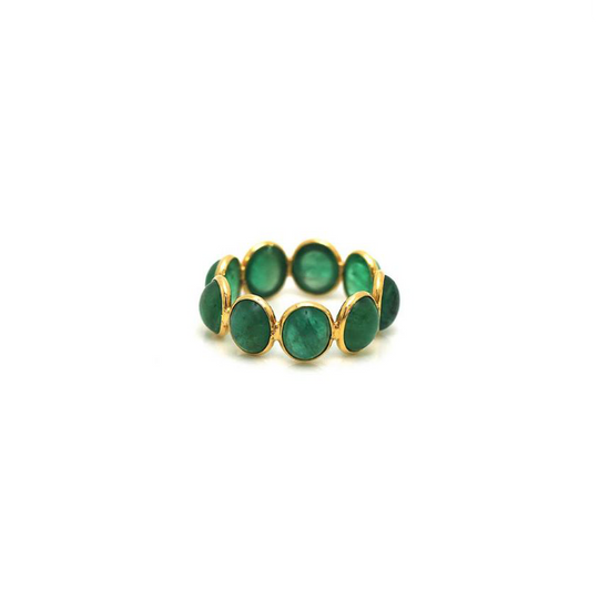 Emerald Oval Ring Bands In 18K Yellow Gold