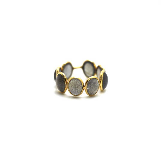 Labradorite Stackable Ring Bands In 18K Yellow Gold