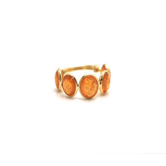 Mandarine Garnet Oval Stackable Ring Bands With Adjustable Shank In 18K Yellow Gold