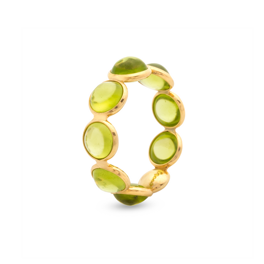 Tresor Collection - Gemstone Eternity Round Cabochon Ring Band in 18K Yellow Gold Pedirot