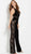 Jovani - M49917 Sleeveless Lace Halter Jumpsuit In Black