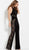Jovani - M49917 Sleeveless Lace Halter Jumpsuit In Black