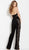 Jovani - M49917 Sleeveless Lace Halter Jumpsuit In Black