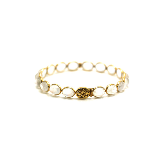 Rainbow Moonstone Bangle in 18K Yellow Gold