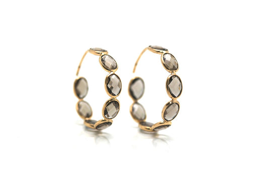 Smoky Quartz Hoop Earring In 18k Rose Gold