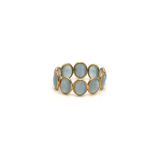 Aquamarine Oval Ring Band In 18k Yellow Gold