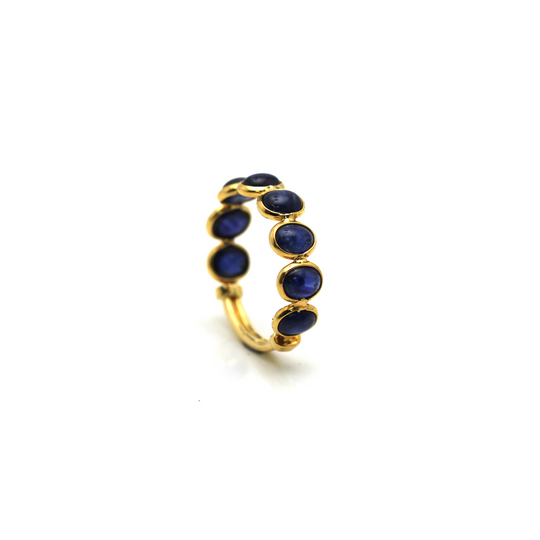 Gemstone Stackable Ring Bands With Adjustable Shank In 18k Yellow Gold