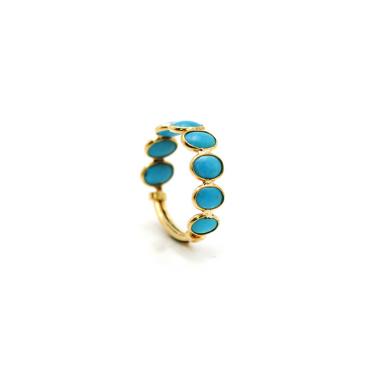Turquoise Stackable Ring Bands With Adjustable Shank In 18k Yellow Gold
