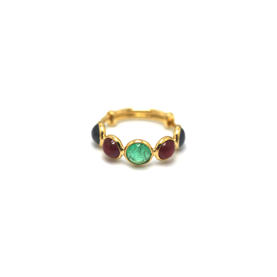 Gemstone Stackable Ring Bands in 18K Yellow Gold