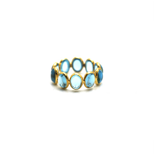 Sky Blue Topaz Stackable Ring Bands in 18K Yellow Gold