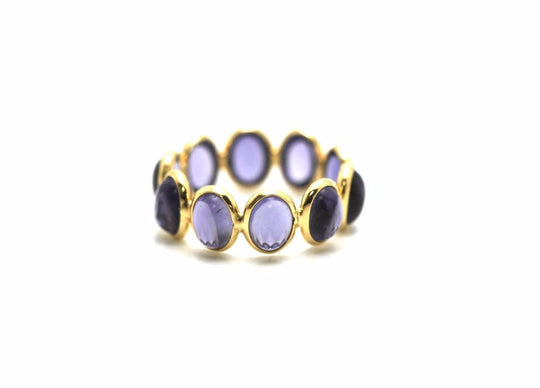 Iolite Stackable Ring Bands in 18K Yellow Gold
