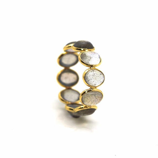 Labradorite Stackable Ring Band in 18K Yellow Gold